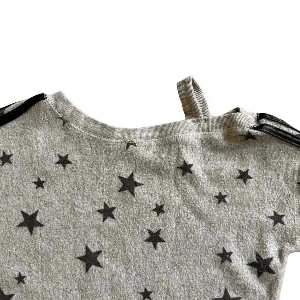 Vintage Havana Stars Grey One Shoulder Sweater Pullover Long Sleeve Size S 7/8 - Picture 5 of 9